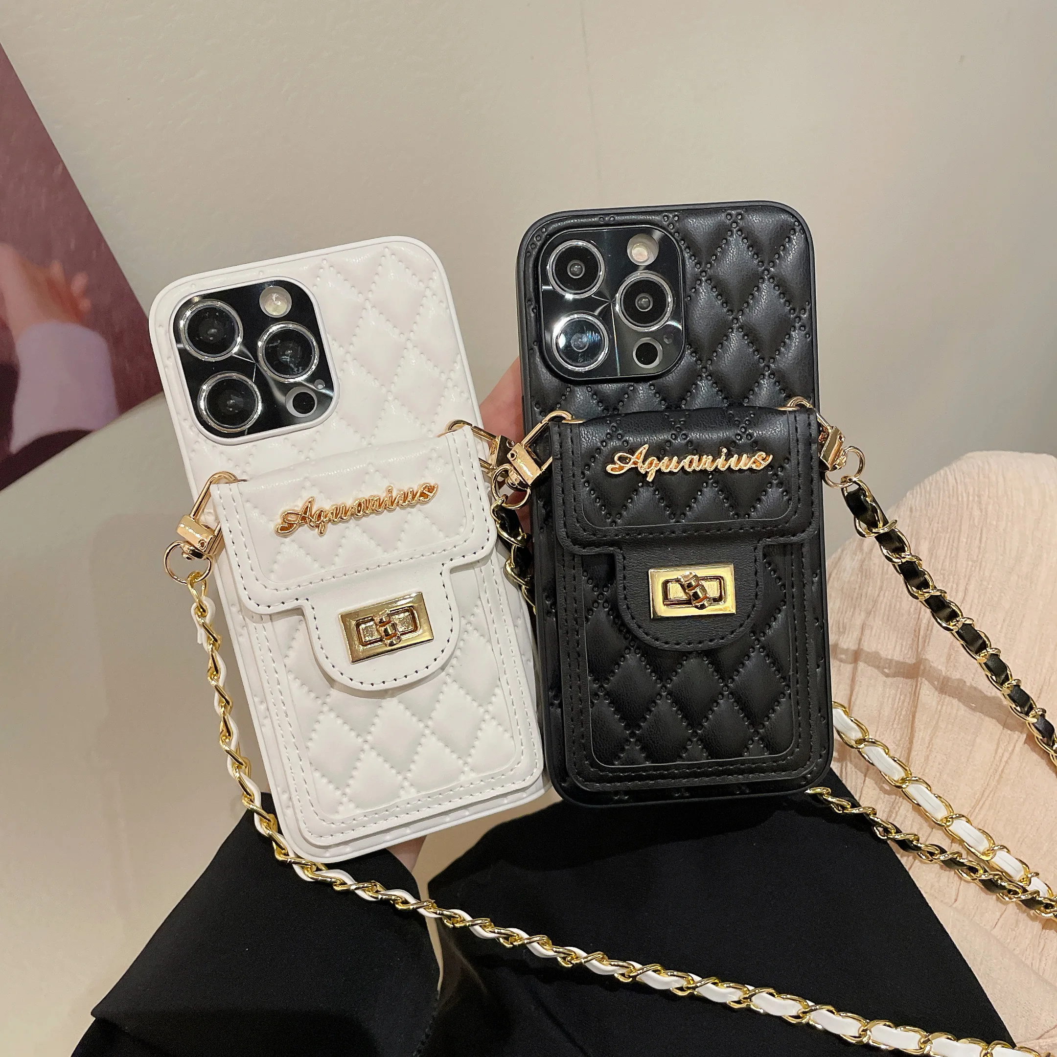 

Роскошный кожаный чехол-кошелек через плечо для iPhone 14 Pro Max 11 12 13 X XR XS 8 Plus