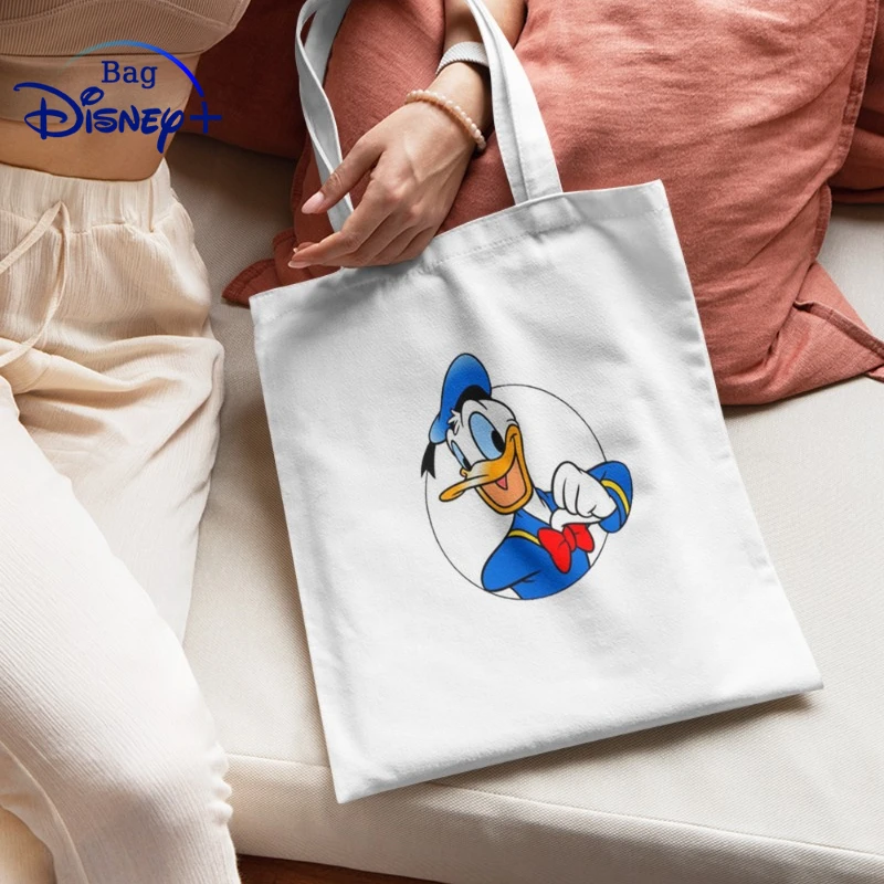 

Disney Donald Duck Women's Handbags Mickey Mouse Clubhouse Canvas Tote Bags for School Reusable Shopping Bag Handbag Totebag