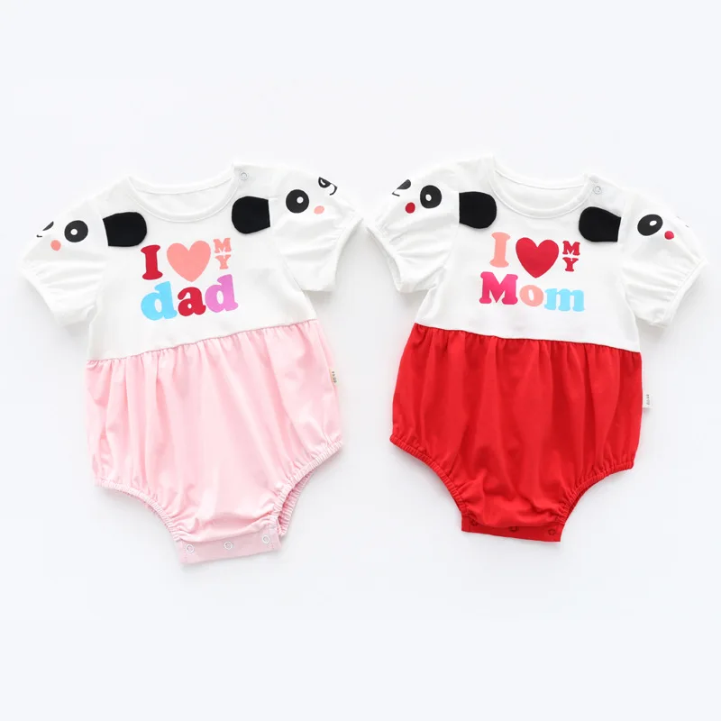 

Baby Girl Summer Bodysuits Cute Cartoon Clothes For 0-2Y Girls Letter I LOVE DAD/MOM Tops Short Sleeve Newborn Girl Bodysuit