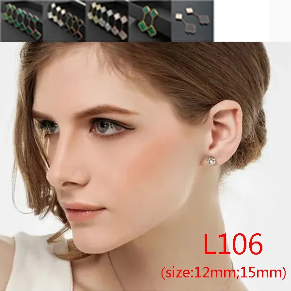 

L106 модные серьги-гвоздики в комплекте ракушки черный оникс Размер клевер двойной цветок серьги-гвоздики ювелирные изделия подарки для деву...