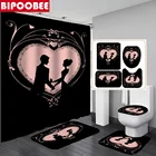 Розовая занавеска для душа с принтом Love Lover на День святого Валентина, набор занавесок для ванной, нескользящий ковер, чехол для унитаза, напольный коврик, коврик для ванной