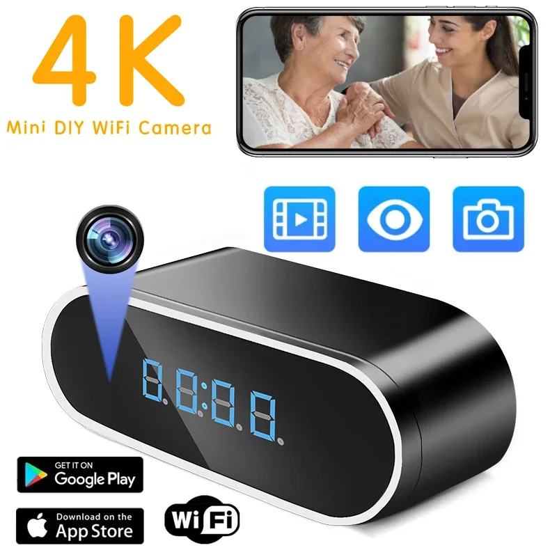 Mini Camera Clock HD WIFI Control Secret IR Night Vision View Alarm DVR Camcorder Recorder Home Surveillance Security Camera New