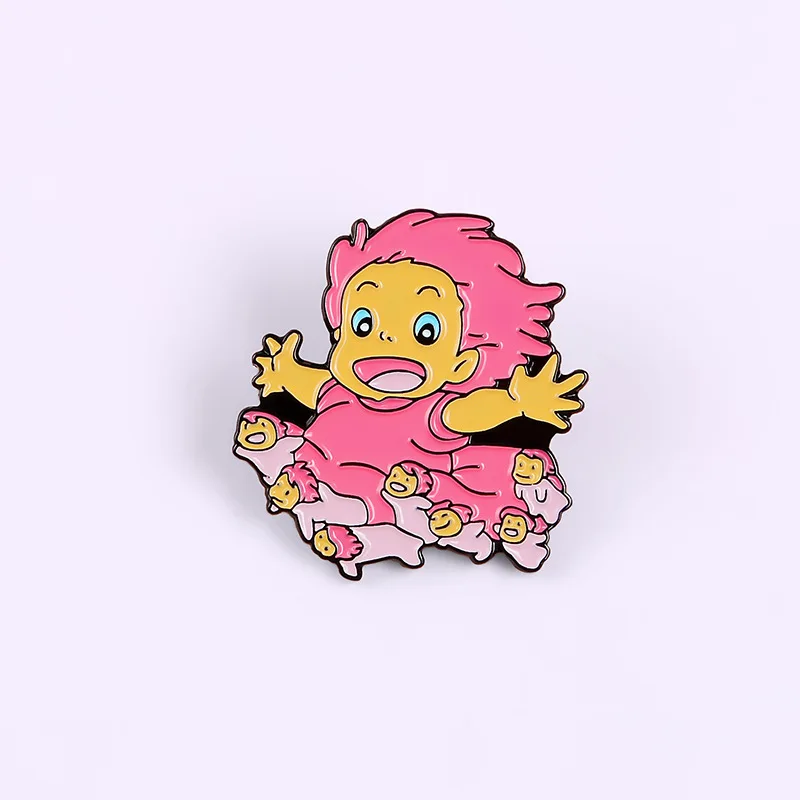 Эмалированные значки Ponyo на скале броши в японском стиле аниме эмалированные