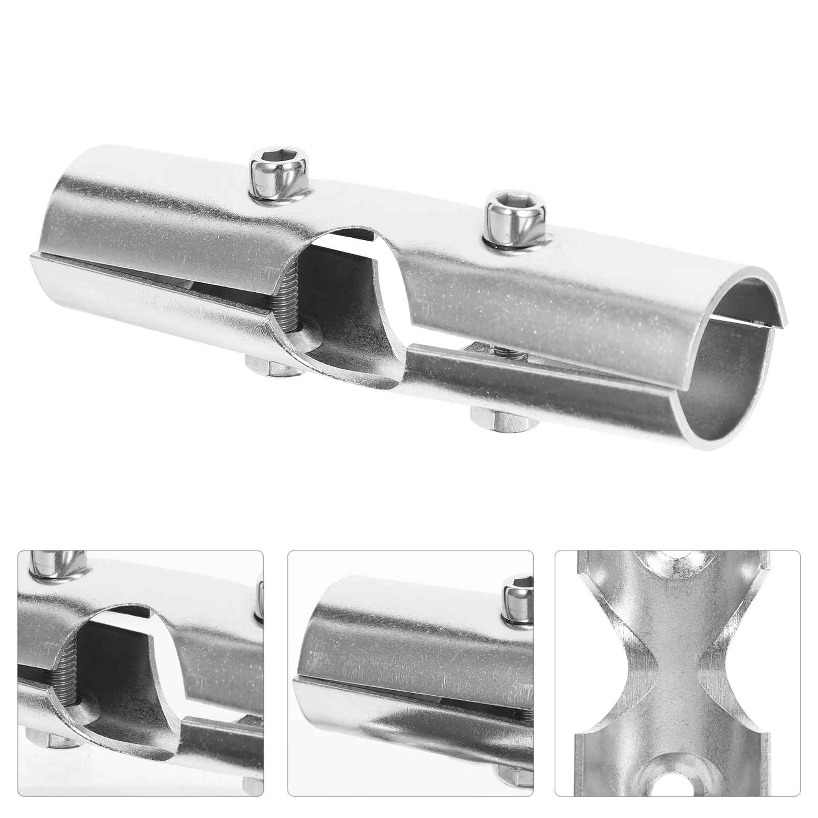 

2 Sets Closet Rod Connecting Sockets Stainless Steel Pipe End Connectors