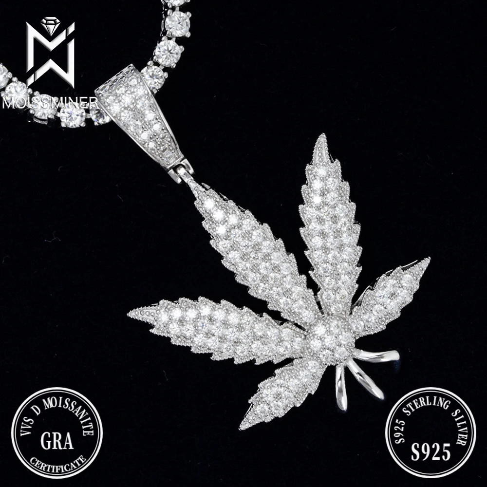 Moissanite Coconut Tree Pendant For Men S925 Silver Iced Out Necklaces Women Jewelry Pass Tester With GRA