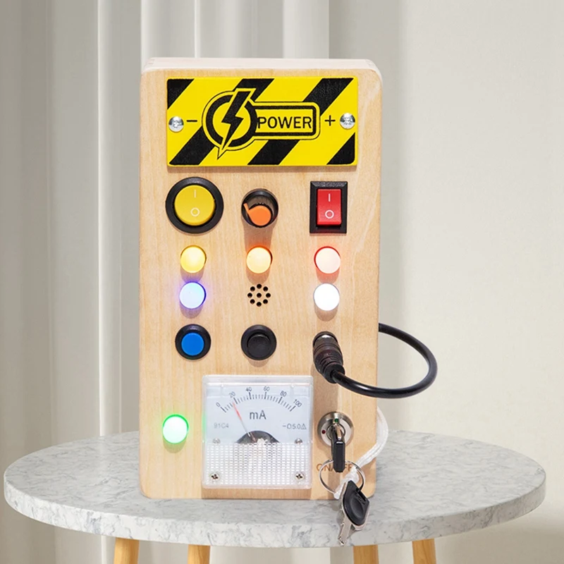 Монтессори занятая доска сенсорные игрушки деревянная со светодиодной