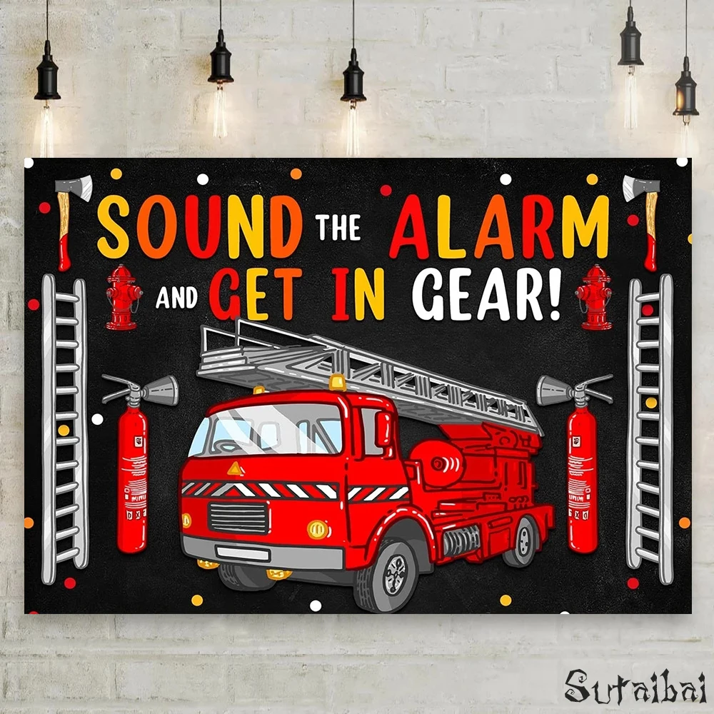 

Firetruck Fire Station Photography Backdrops Fireman Fire Truck Boy Birthday Party Background Cake Smash Photo Studio Photocall