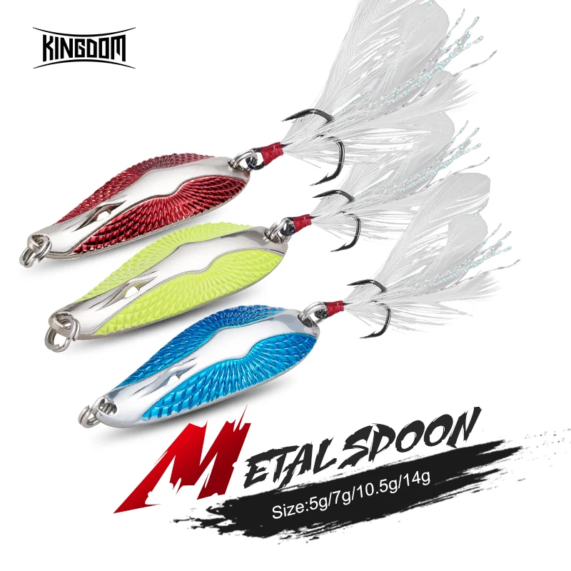 

Kingdom 3pcs/lot Sinking Metal JIG Fishing Lures Wobbler Spinner Spoon Crankbaits Hard Swim Baits Feather Hook Lure