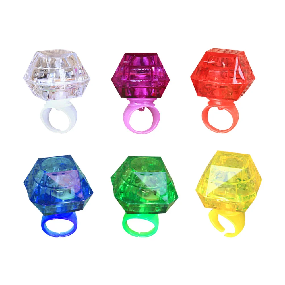 

6 Pcs Kids Rings Luminous Diamond Finger Plaything Light Up Rings Lights Toys Acrylic Party Simulation Child