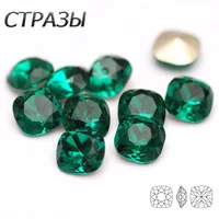 green 10pcs new emerald glass loose nail decoration rhinestones strass pointback cushion cut jewelry making crystals