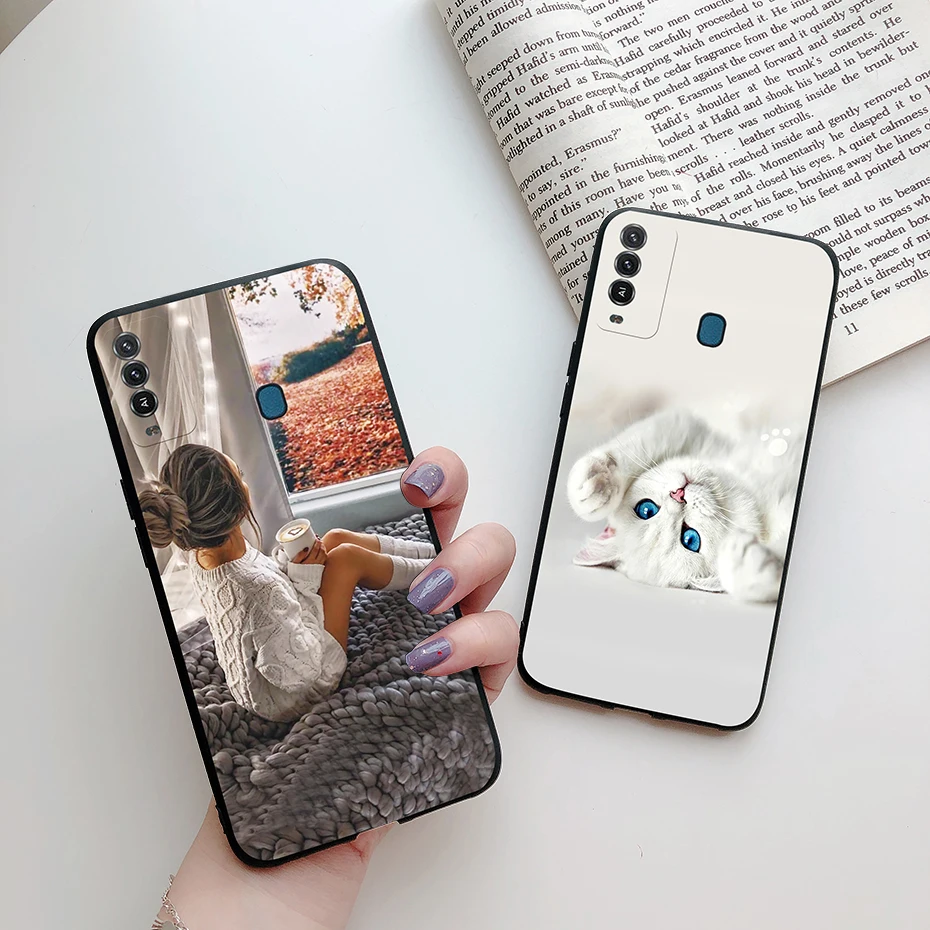 Чехол для Itel Vision 2 Plus / P37 Pro Черный Матовый Модный чехол из ТПУ с художественной