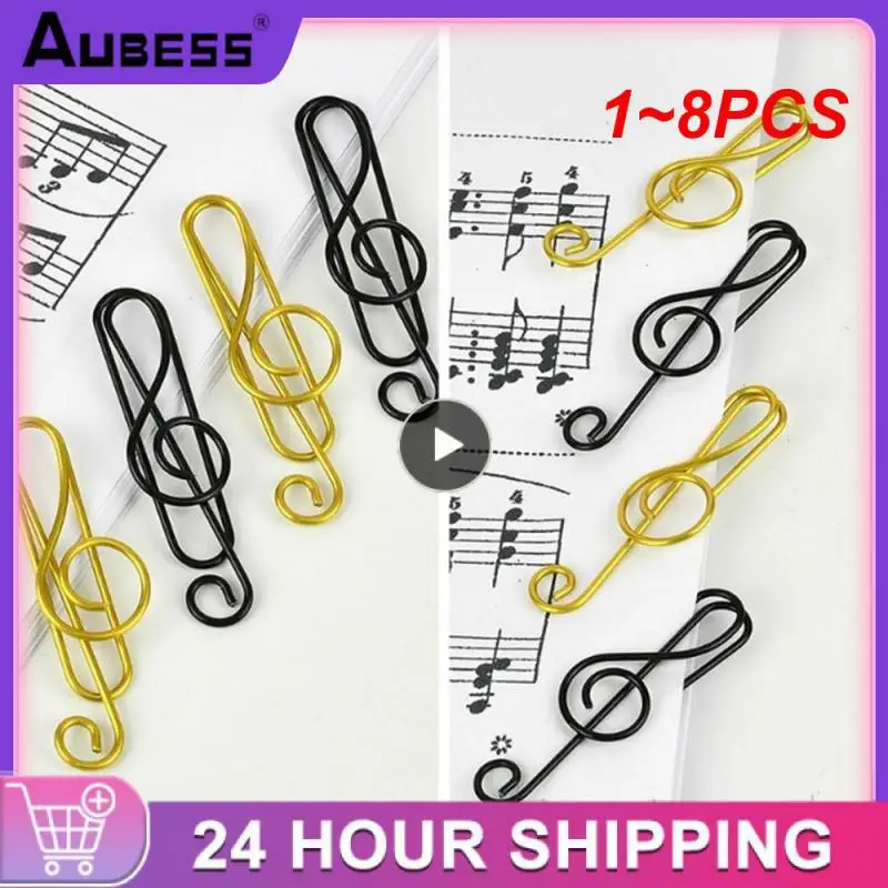

1~8PCS Metal Creative Music Note Shaped Creative File Clamp Paper Clips Bookmark Holder Paper Decorative Clip for Office School
