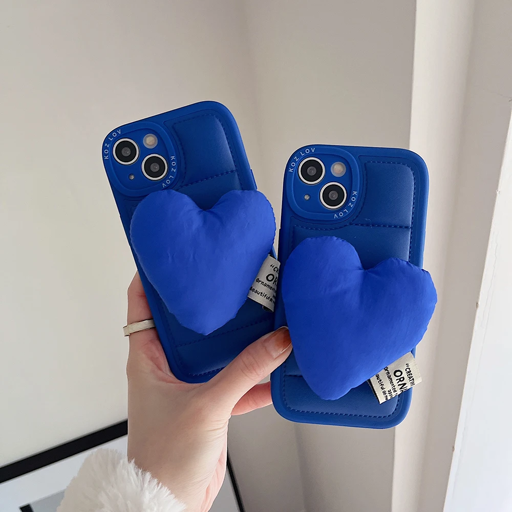 

INS Fashion Blue Love Cortex Phone Cases For iPhone 13 12 11 Pro Max XR XS MAX X For Woman Girs Anti-drop Soft Silicone Cover