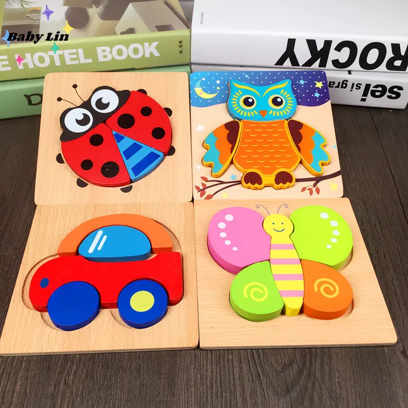 

3D Kids Wooden Puzzle Toy Vehicle Animal Jigsaw Cartoon Animal Traffic Tangram Toys Educational Toys Puzzles for Kids Gifts 1pcs