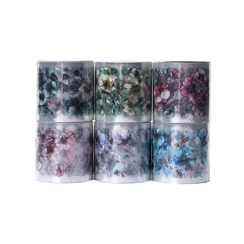 

Лента наклейка ПЭТ ретро цветы ледяной кристалл