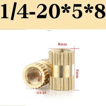 

Стандарт Великобритании 1/4 20, медное литье под давлением, накатная резьба, вставная гайка, встроенная гайка, двойная одинарная проходная гайка