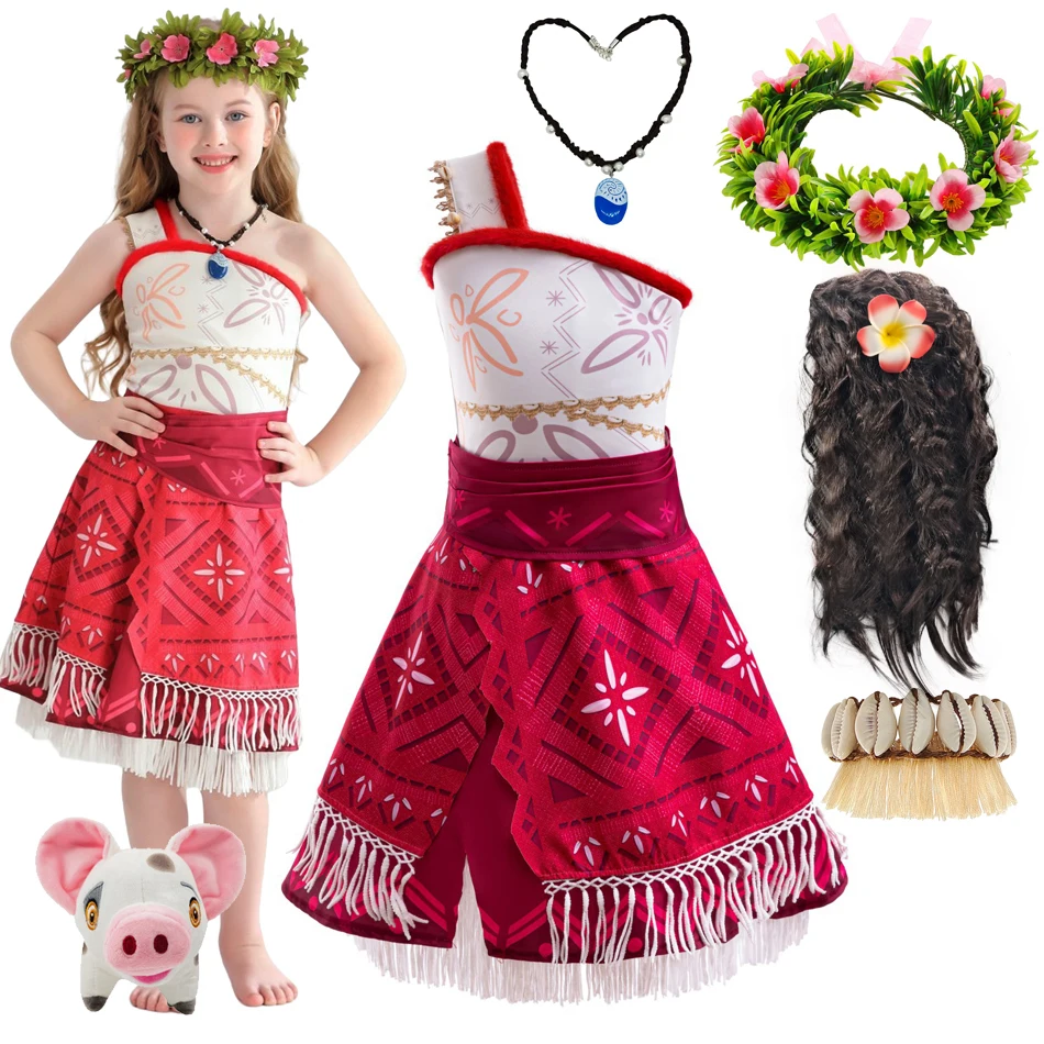 Новое платье Моаны из фильма для девочек 2 костюм вечеринки на Хэллоуин нарядная