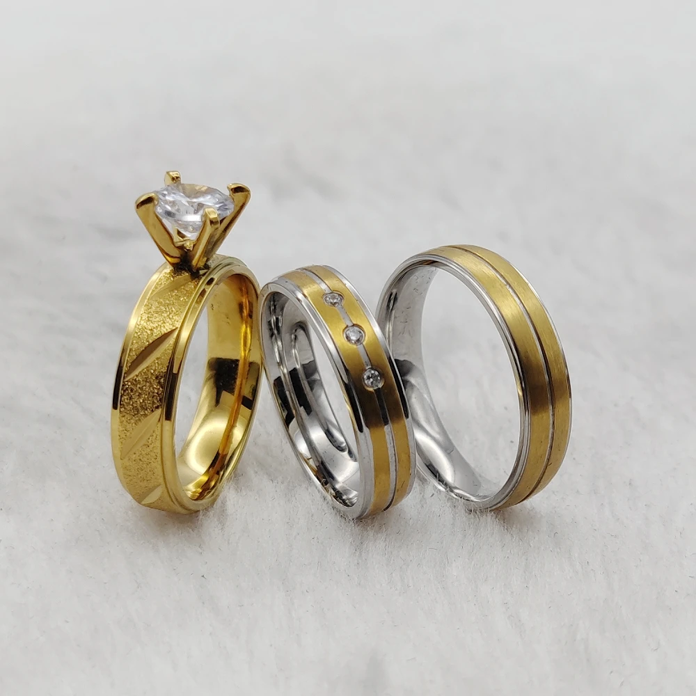 Модные товары для помолвки женщин свадебные предложение кольца позолоченные 24