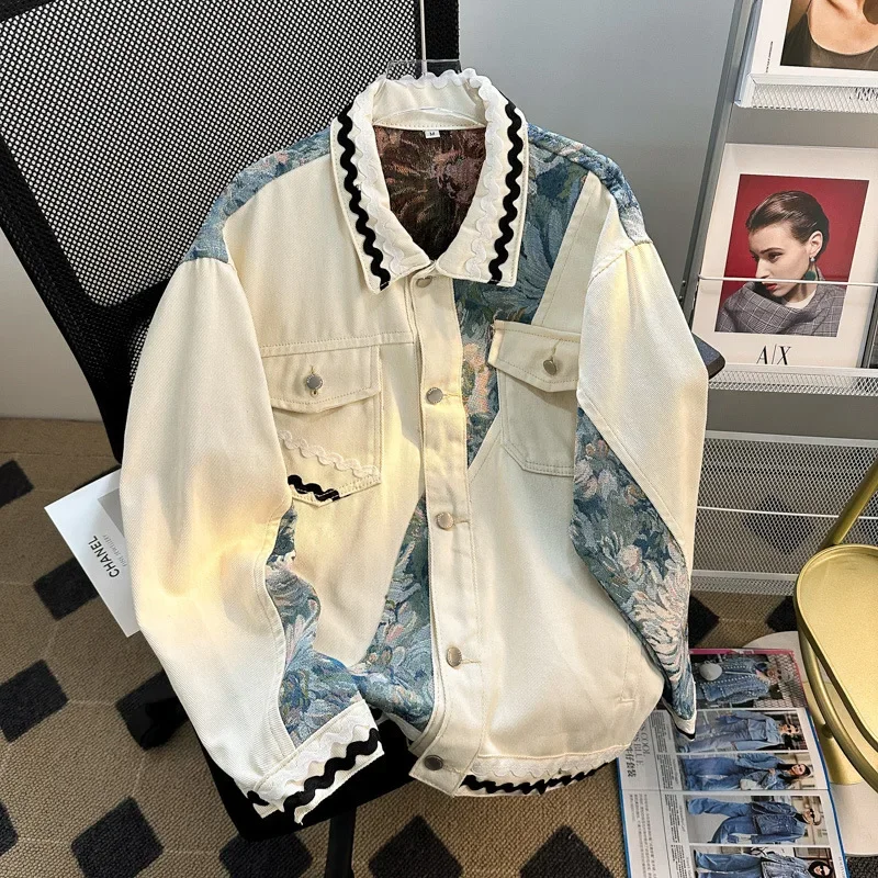 Повседневная Новая Винтажная Рабочая куртка с отворотом топ в американском