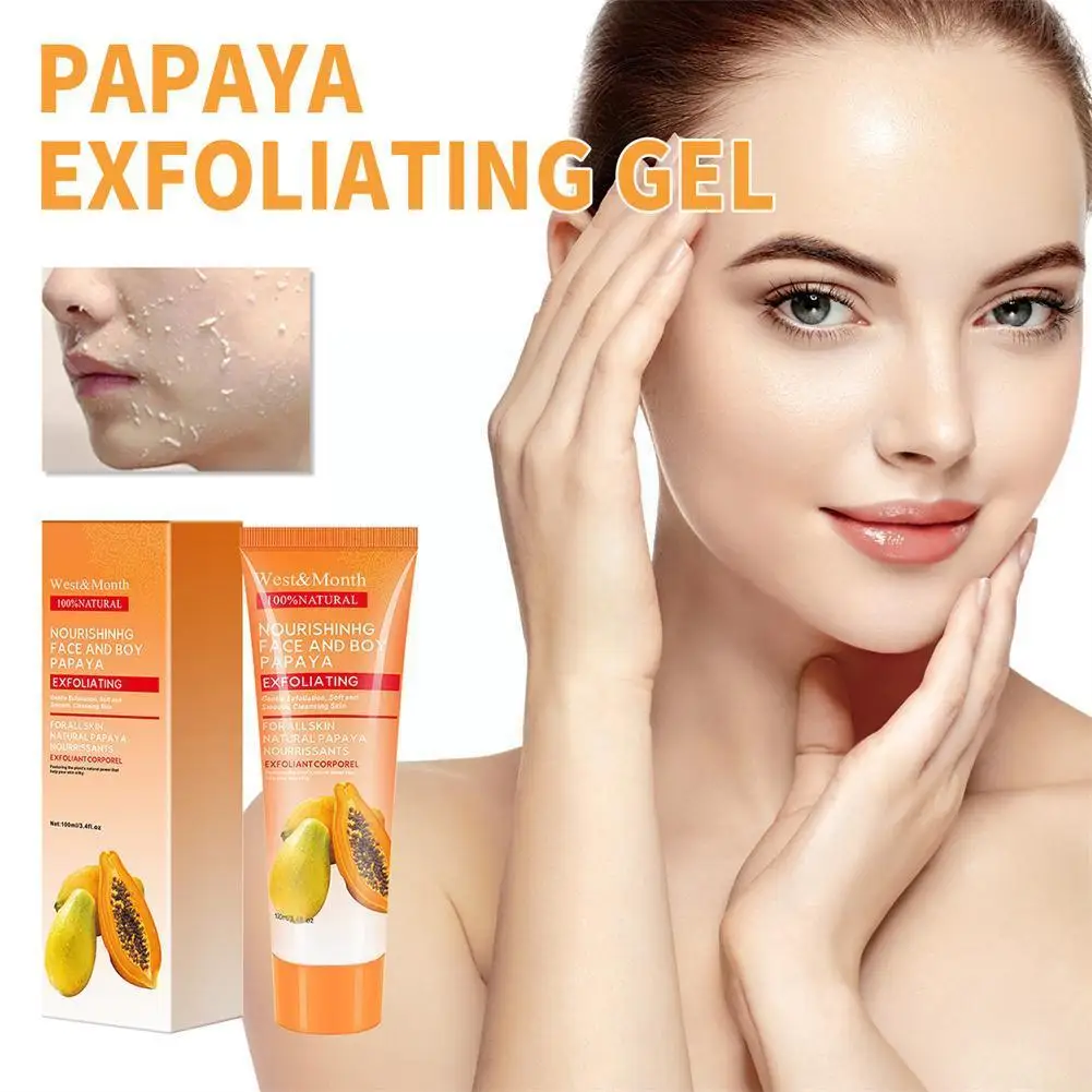 

100ml Natural Papaya Exfoliating Gel Cleanser Facial Gel Whitening Face Brightening Peeling Body Scrub Exfoliator Removal C D5G0