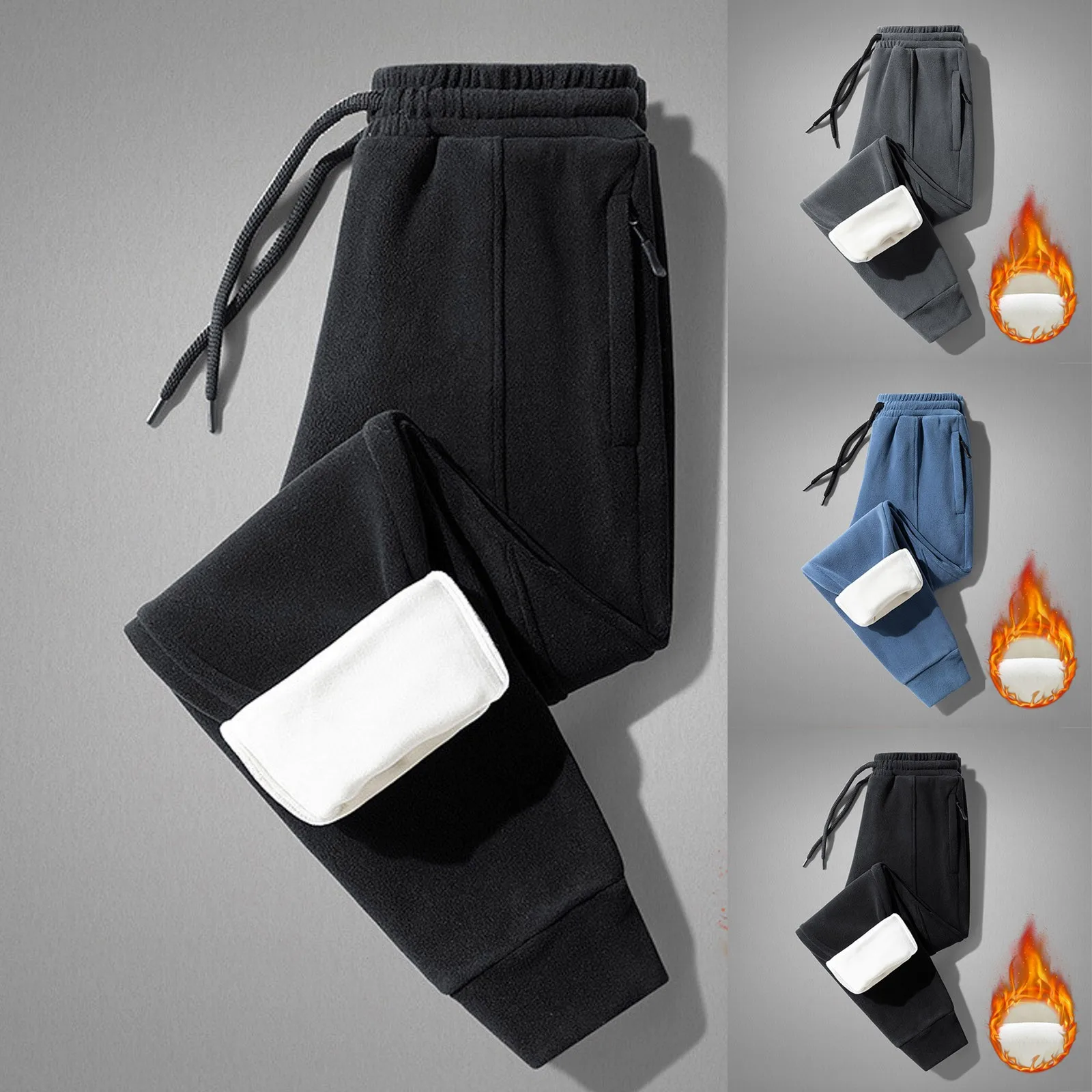 Зимние теплые повседневные брюки из овечьей шерсти мужские спортивные штаны для