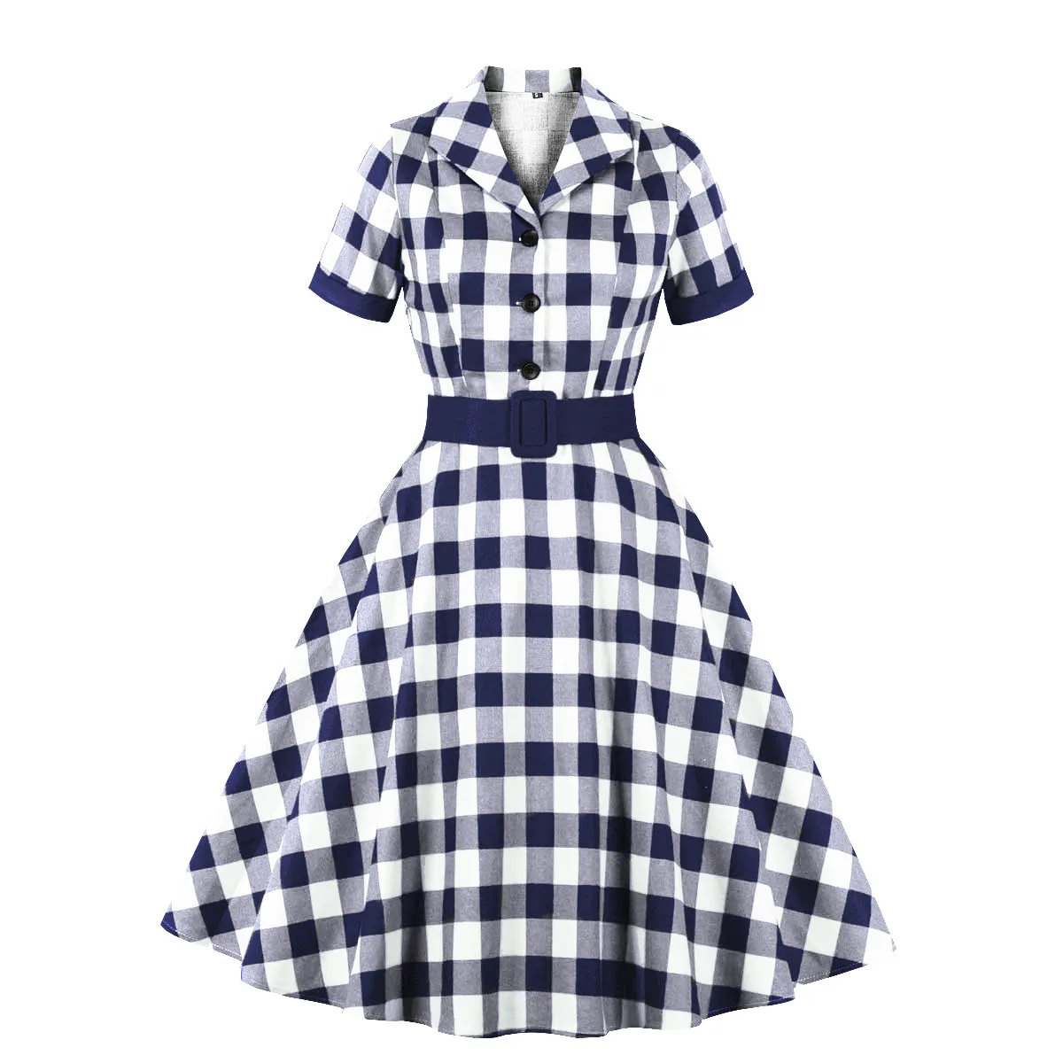 

Hepburn style original women's clothing, British plaid swing dress manufacturers direct supply cross-border hot sale 8387