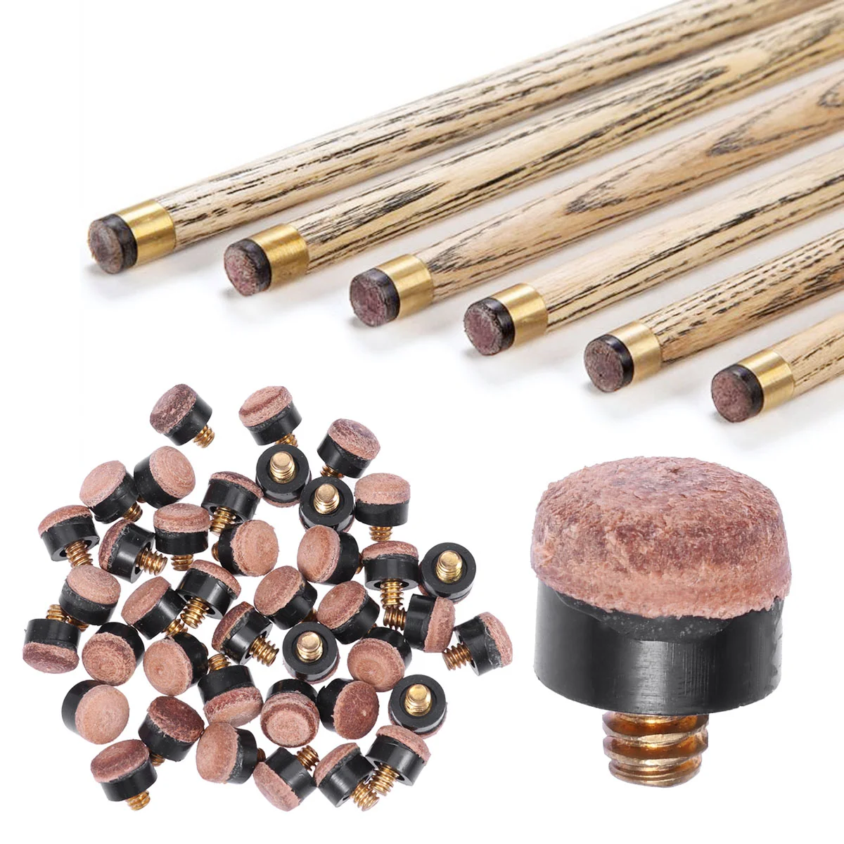 

40pcs American Style Billiard Ferrules and Tips Billiard Replacement Screw-on Tips with Pool Ferrules Hard