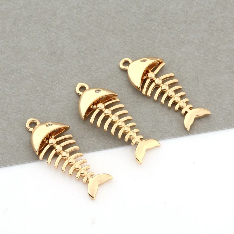 

Латунные подвески в виде рыбьих костей цвета шампанского золотого цвета, фурнитура для изготовления ювелирных изделий высокого качества «...