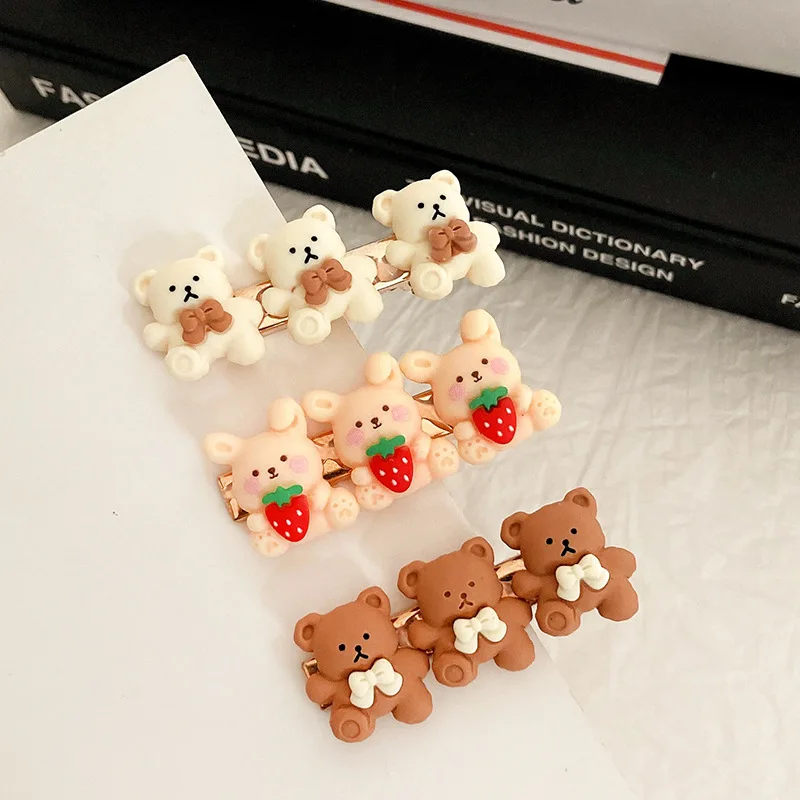 

Новые длинные заколки для волос с мультяшным медведем кроликом милые детские милые боковые заколки для девочек заколки для волос модные ак...