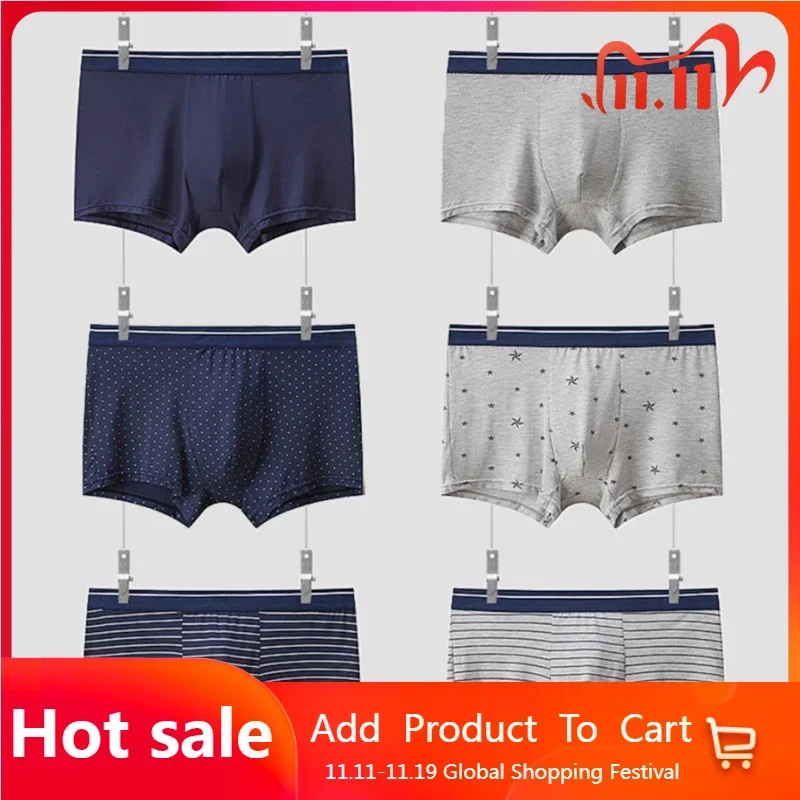 

High Quality Male Underwear Mens Underwear Men Boxers Shorts Men Breathable Panties Boxershorts Underpants Natural 6PCS/Lot