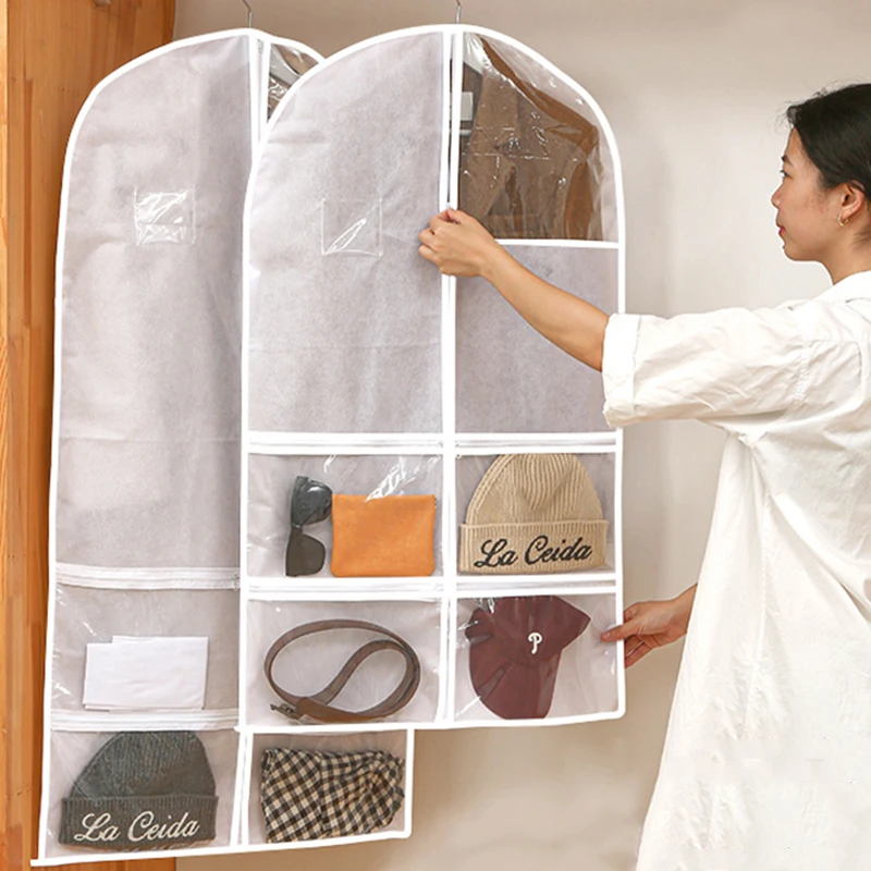 

Hanging Clothes Covers Garment Suit Coat Dust Cover Protector Breathable Pouch Case Organizer Wardrobe Dustproof Storage Bag