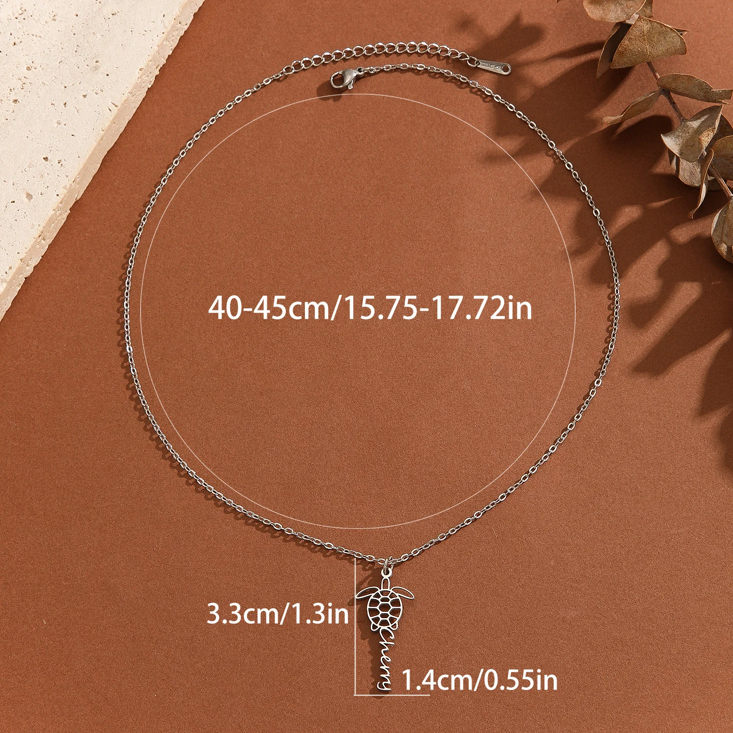 1 шт. индивидуальное милое ожерелье с именем черепахи для женщин из нержавеющей