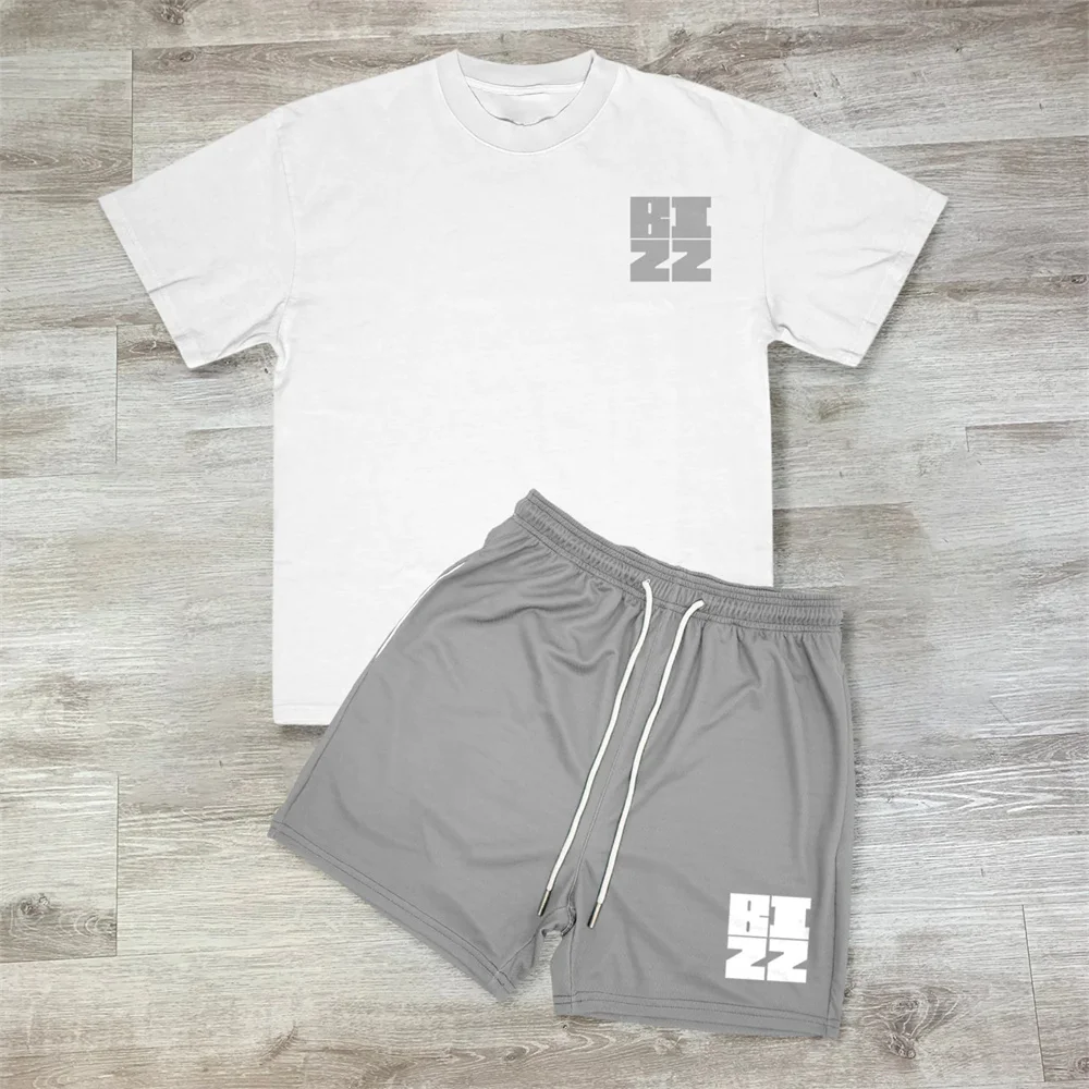 Men's Clothing Printed Pattern Set Summer Beach T-shirt Shorts Two-piece Street Daily Wear Unisex Casual Loose Fitting Set New