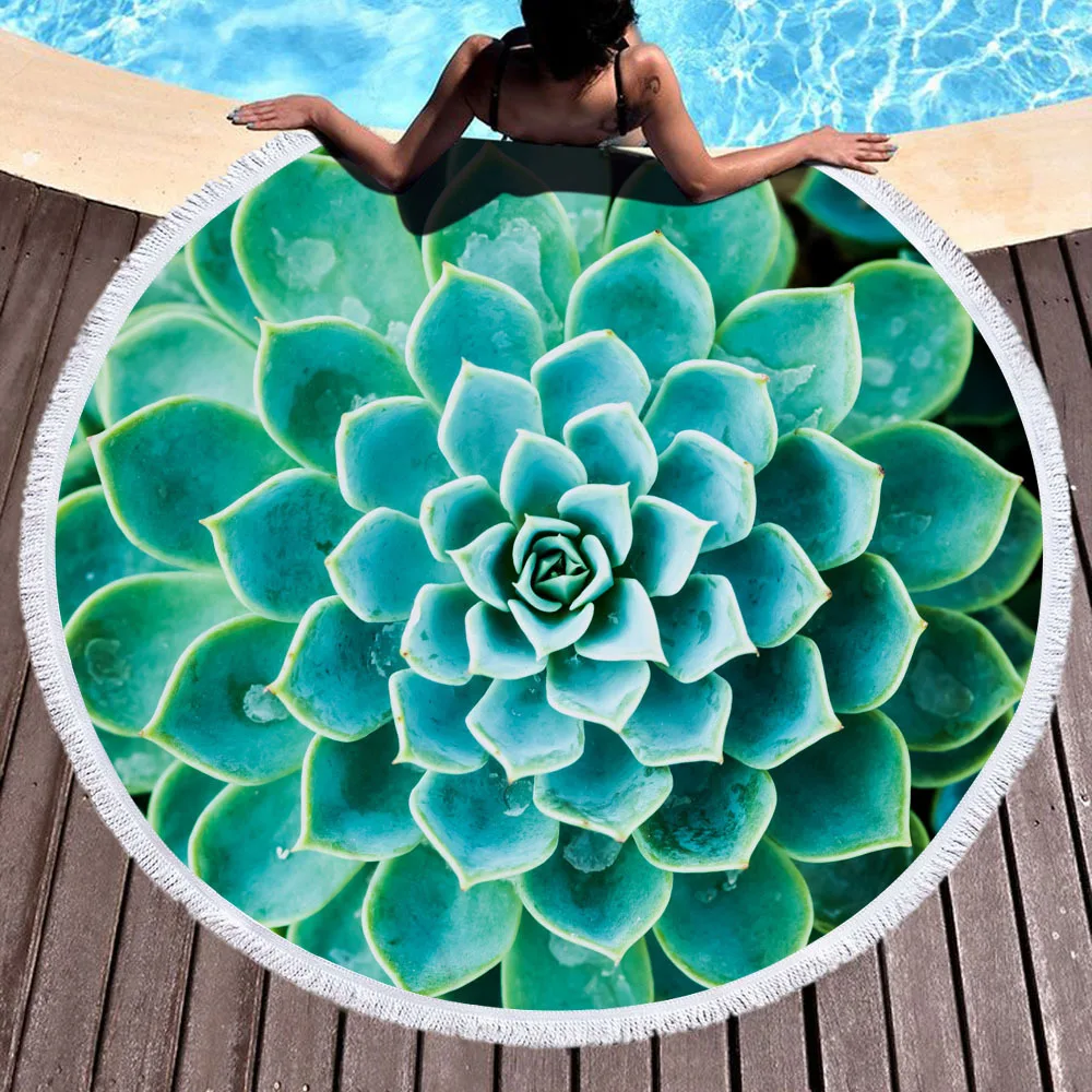 

Green succulents Pareo beach Fringed beach towel Round beach towel luxury beach towel Sea beach towel Beach cover up