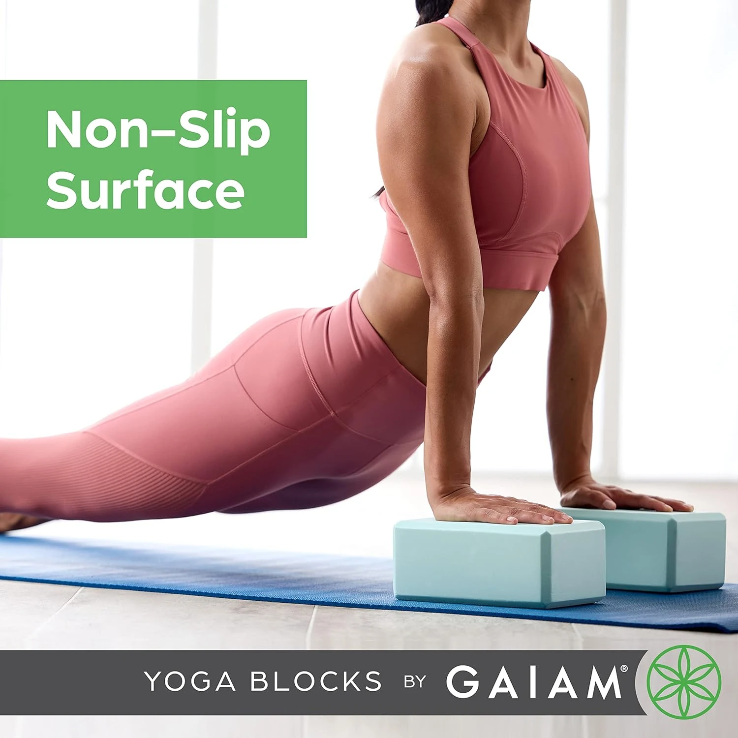 Premium Mint Green Non-Slip Yoga Block for Superior Stability and Comfort - Enhancing Balance with High-Quality Latex-Free Mater