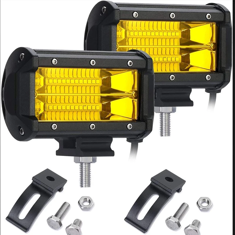 

LED light strip, two 5-inch 72W three-row 7D yellow amber floodlights, off-road driving fog lights