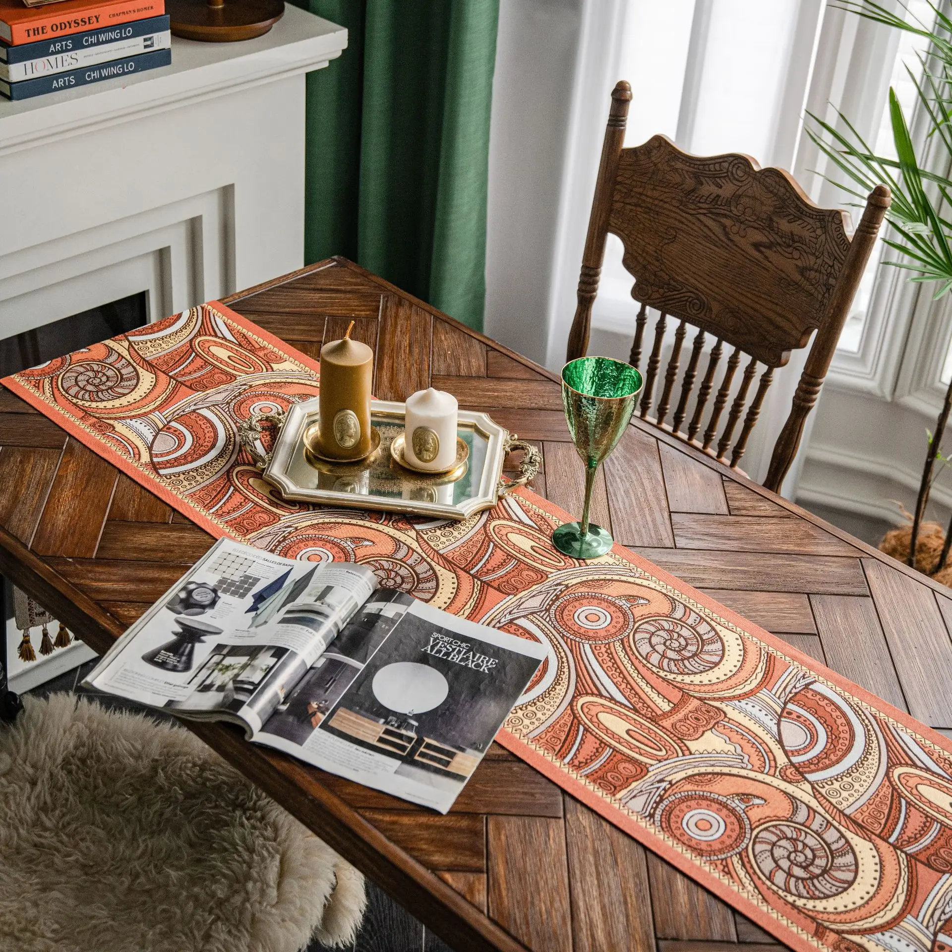 

Jacquard Table Runner Europe Elegant Orange Perris Tea Table TV Cabinet Tablecloth Bed Flag Shoe Dust Cover For Home Decor