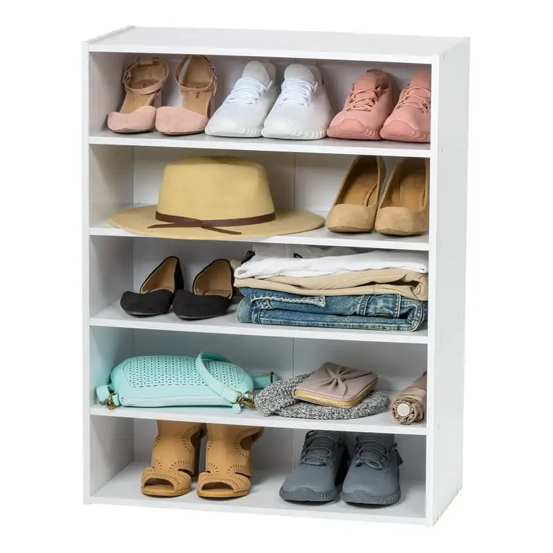 

5-Tier Multi-Purpose Wooden Organizer or Book Shelf, White
