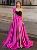 fuchsia womens evening dress elegant a line one shoulder party dresses women split evening gown 2022 prom dress