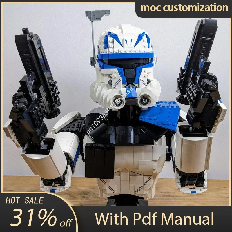 Фото Конструктор Moc Star Battle: бюст капитана Рекса с шлемом, модель из строительных блоков, творческая сборка своими руками, образовательные кирпичики, игрушка, подарок на праздники. №1
