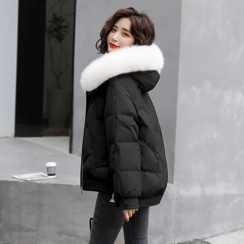 

Luxury brand Winter Puffer Jackets Women Real Raccoon Fur Collar Coat Famale Warm Hooded Down Jacket Woman Korean Clothing Veste
