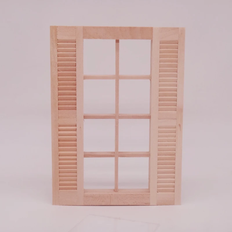 

G05-X6075 children baby gift Toy 1:12 Dollhouse mini Furniture Miniature rement wooden blank DIY 8 Blinds windows 1pcs