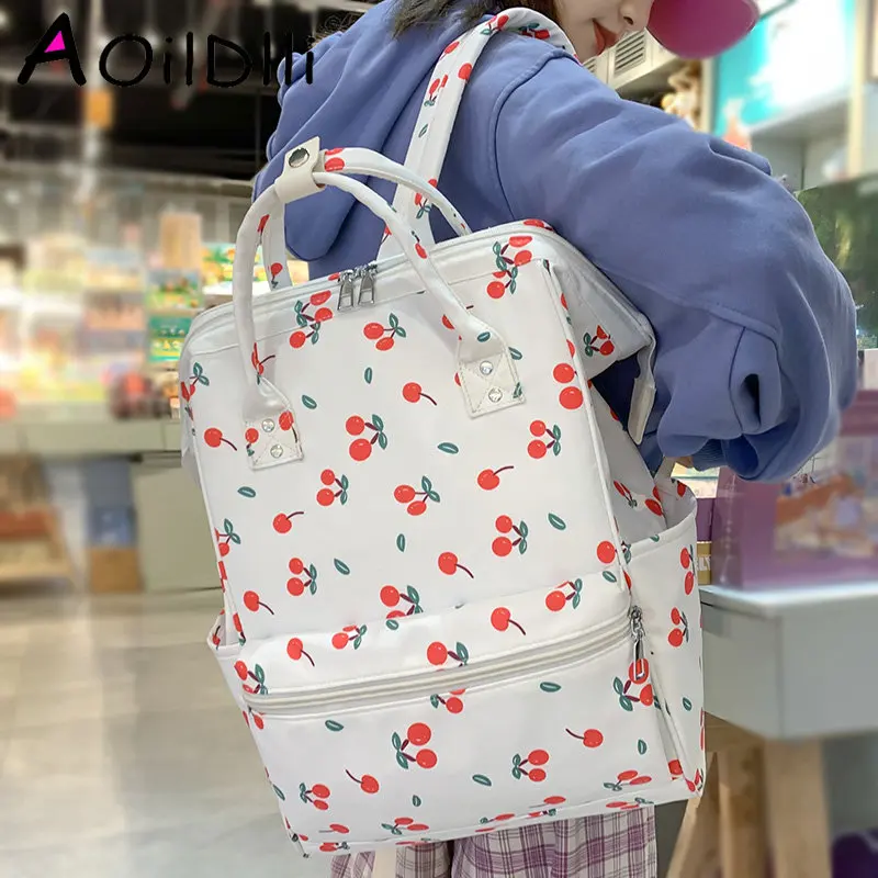 

Cute Lady Leisure Floral Printing Teen Trendy College Backpack Women Fashion Kawaii Nylon Laptop Book Bag Girl Travel School Bag