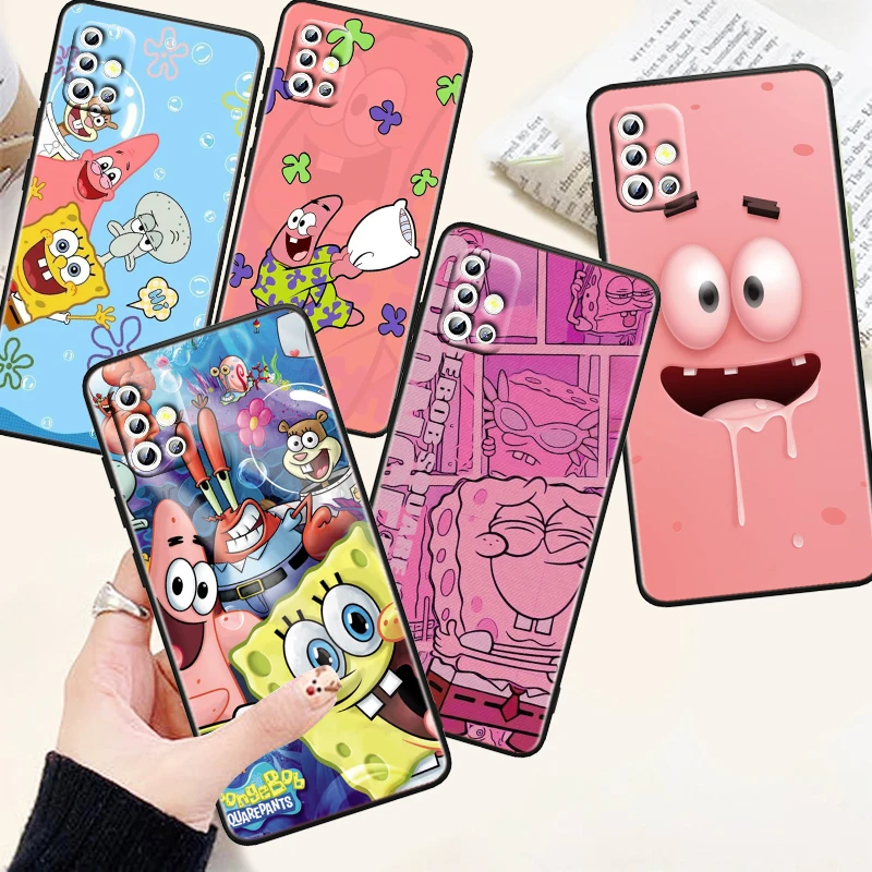 

Anime Cartoon SpongeBob Art Phone Case For Samsung A73 A72 A71 A53 A52 A51 A42 A33 A32 A23 A22 A21S A13 A04 A03 5G Black Funda