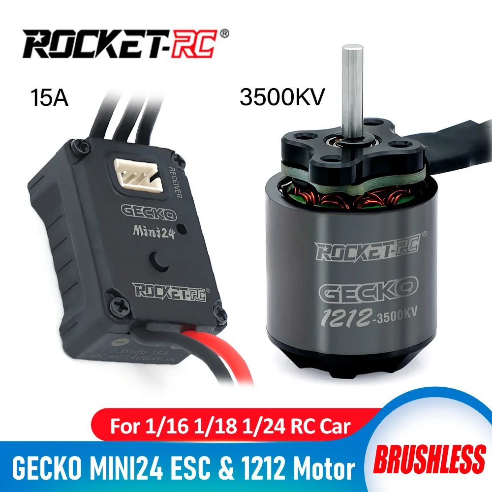 Фото ROCKET-RC GECKO MINI24 ESC 1212, бесщеточный двигатель 6,0 В/7,4 В/8,4 В для радиоуправляемого автомобиля 1/16 1/18 1/24 №1