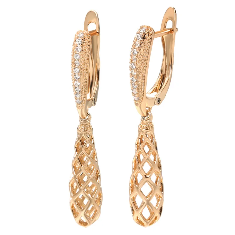 

Grier 2022 New Mesh Drop Earrings for Girl Rose Gold Simple Zircon D Retro Fashion Party Earrings Ethnic Bride Wedding Jewelry
