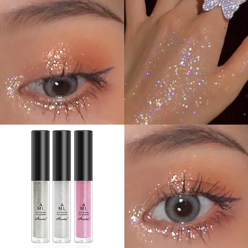 

Diamond Shiny Eyeshadow Sequins Liquid Eyeliner Highlighter Shimmer Eye Shadow Pearlescent Women Beauty Eye Makeup Cosmetics