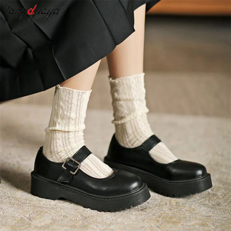 

Vintage Mary Jane Shoes Japanese School College Uniform Shoes Bottom Lolita Casual Women Platform lolita shoes low heel women