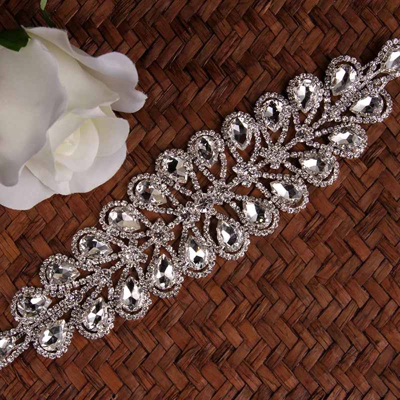 

Gold Silver Crystal Rhinestone Applique for Dress Headband DIY Crafts Sewing 8.7*2.2 Inch 22.2*5.6 CM