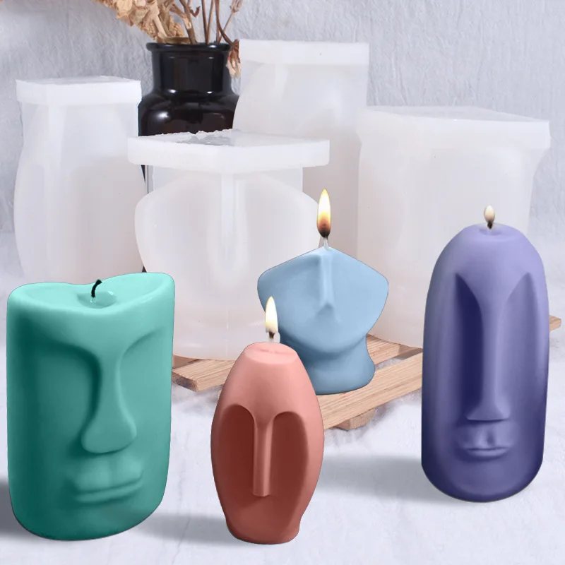 

Creative Candle Silicone Casting Die 3D Human Abstract Face Wax Stencil Soft DIY DIY Craft Tools for Cake Aromatherapy 3D